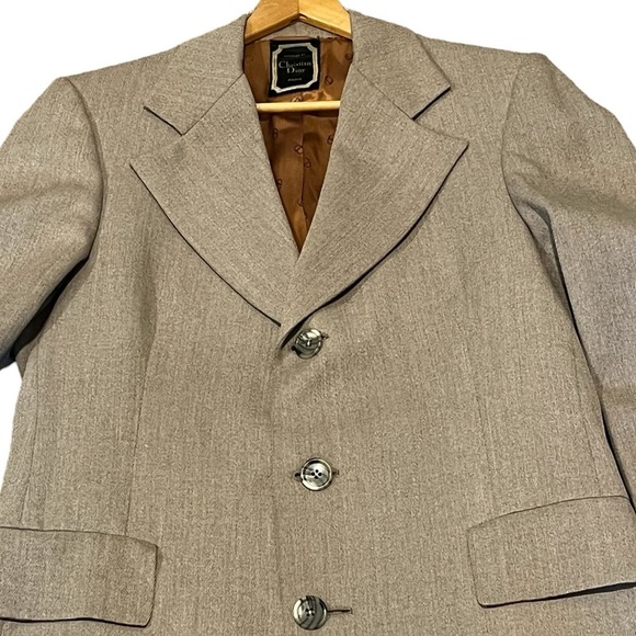 Christian Dior 70s Vintage Beige Three Button Formal Overcoat Mens Sz 40 Medium - Picture 15 of 15